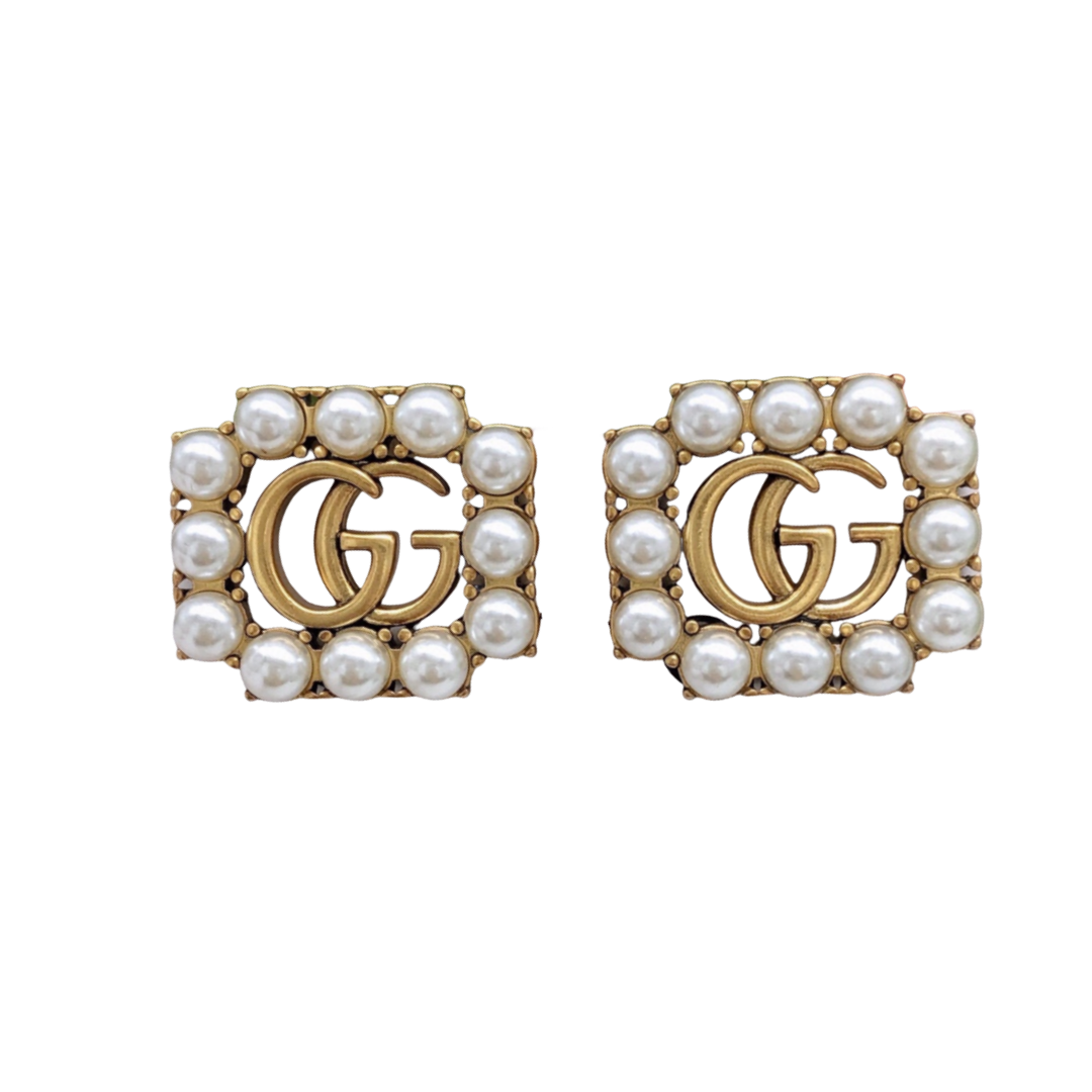 GGE030 Pearl GG Logo stud earring - ccjewelryacc