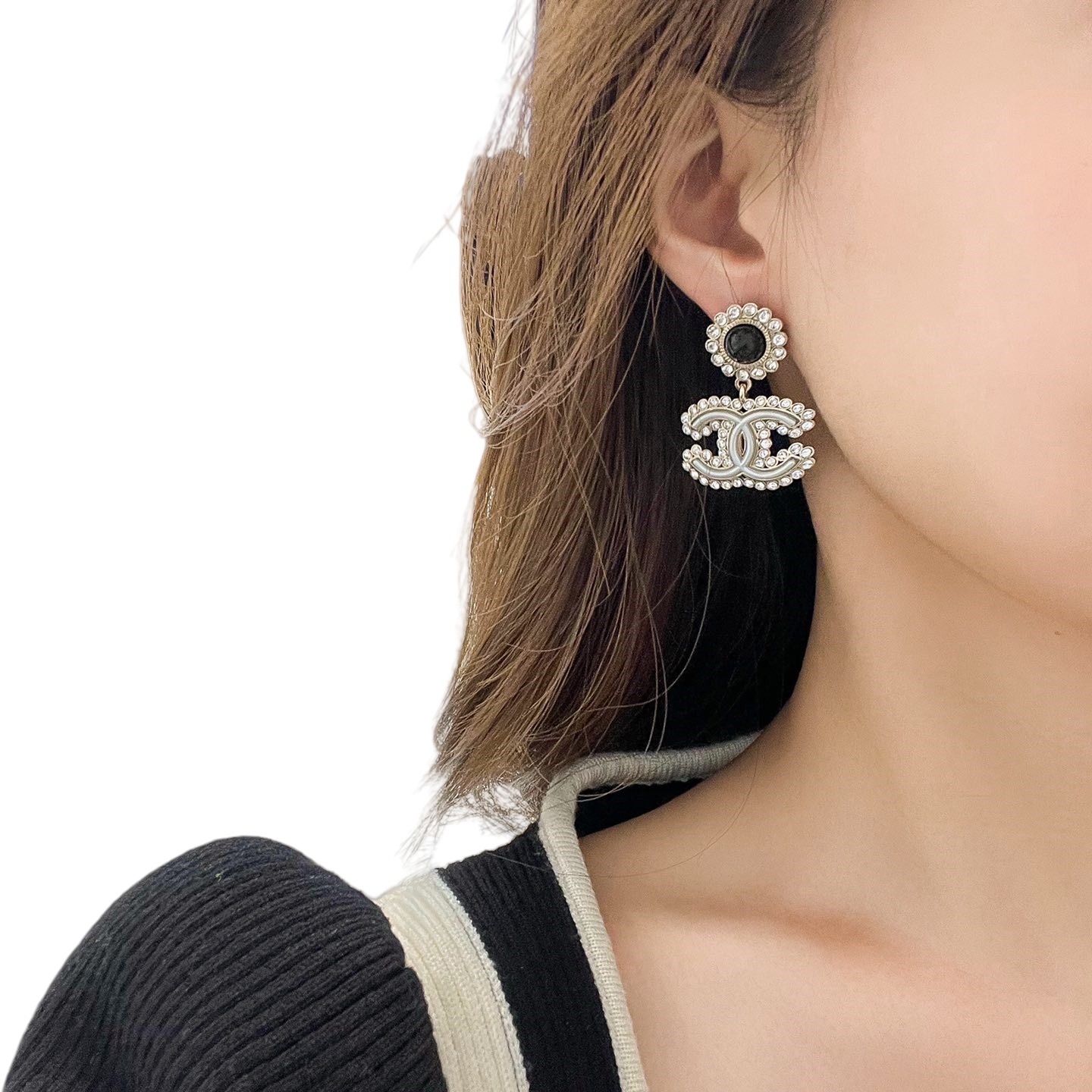 CCE104 Pink Sunflower rhinestone CC drop earring - ccjewelryacc