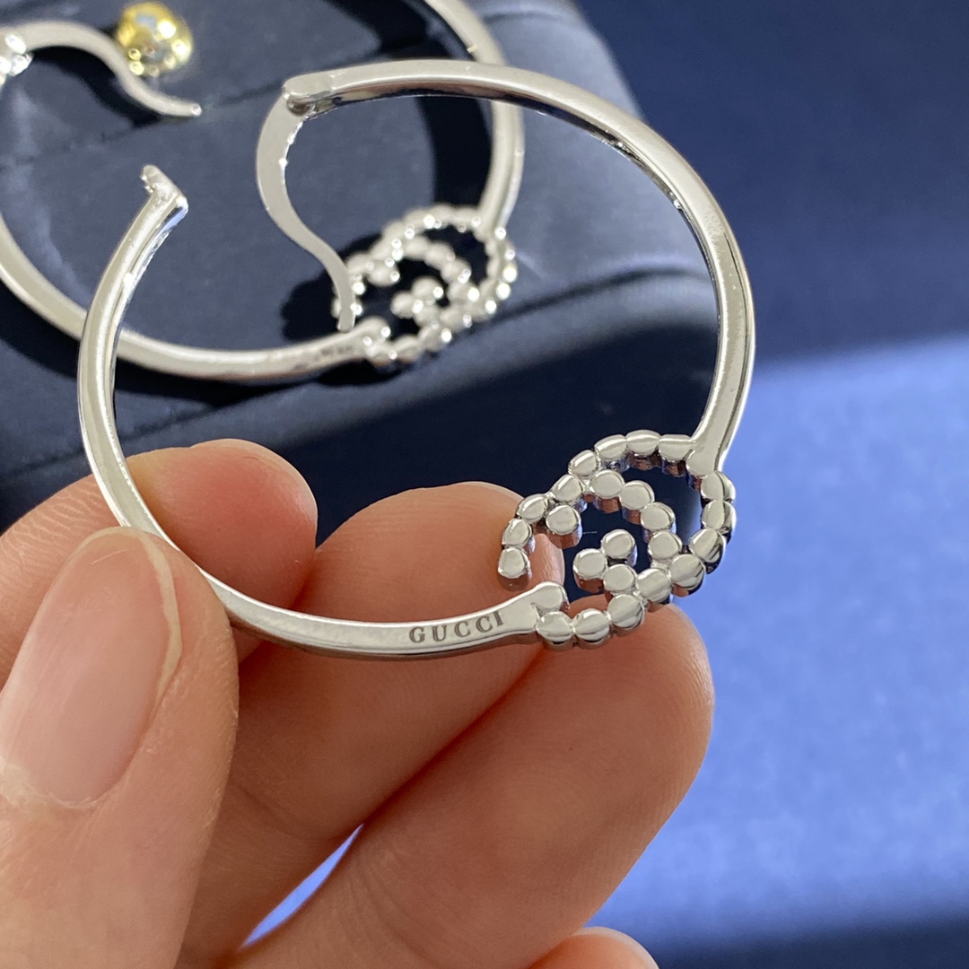 GGE123 Gucci crystal GG Iconic hoop earrings - ccjewelryacc