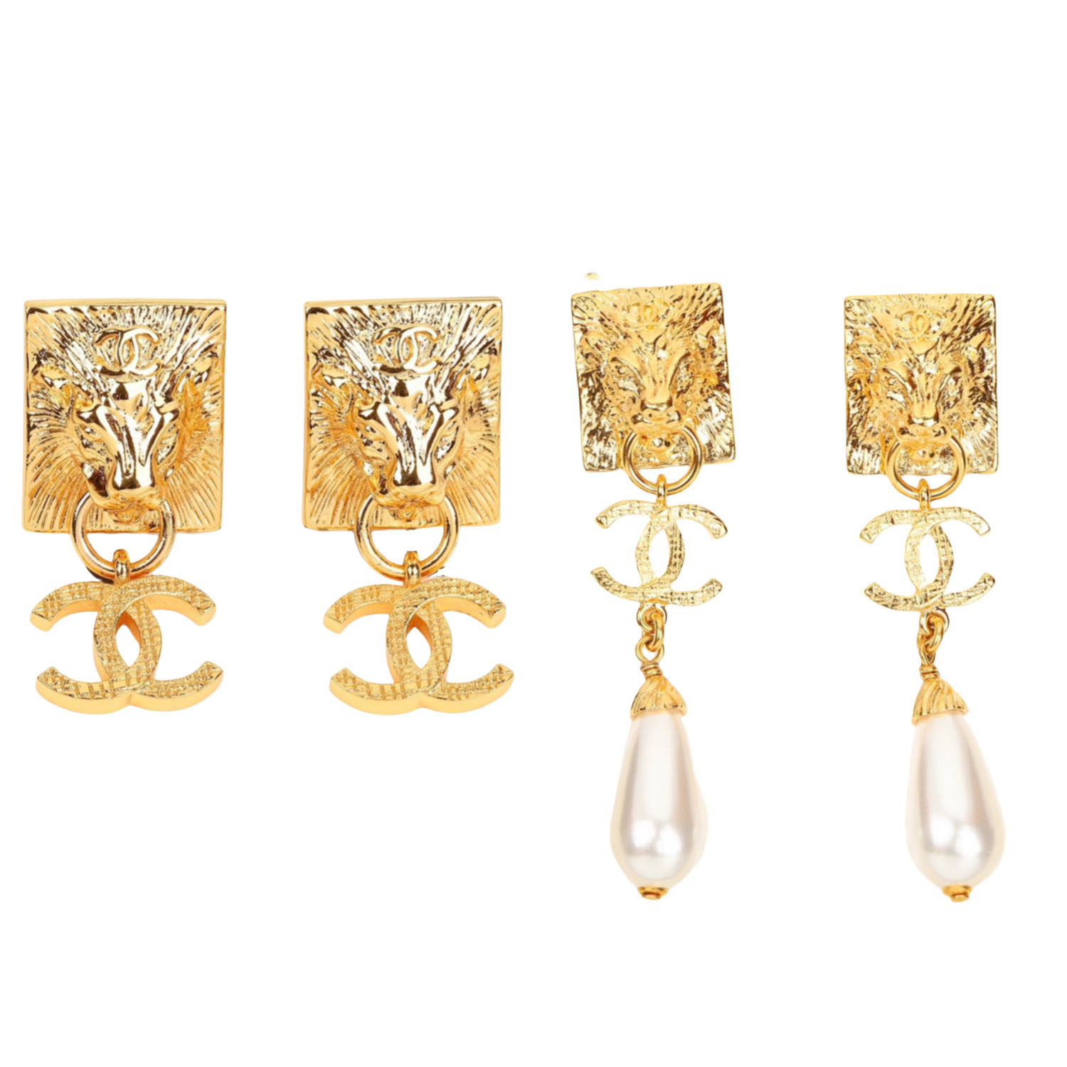 CCE742 CC vintage gold lion earrings - ccjewelryacc