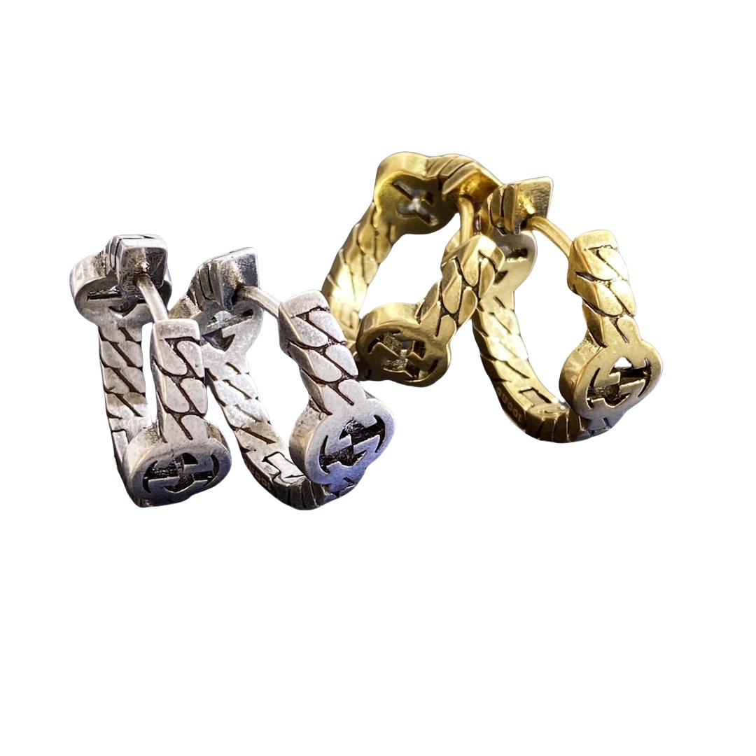 GGE122 Gucci metal chain GG Iconic hook earring - ccjewelryacc