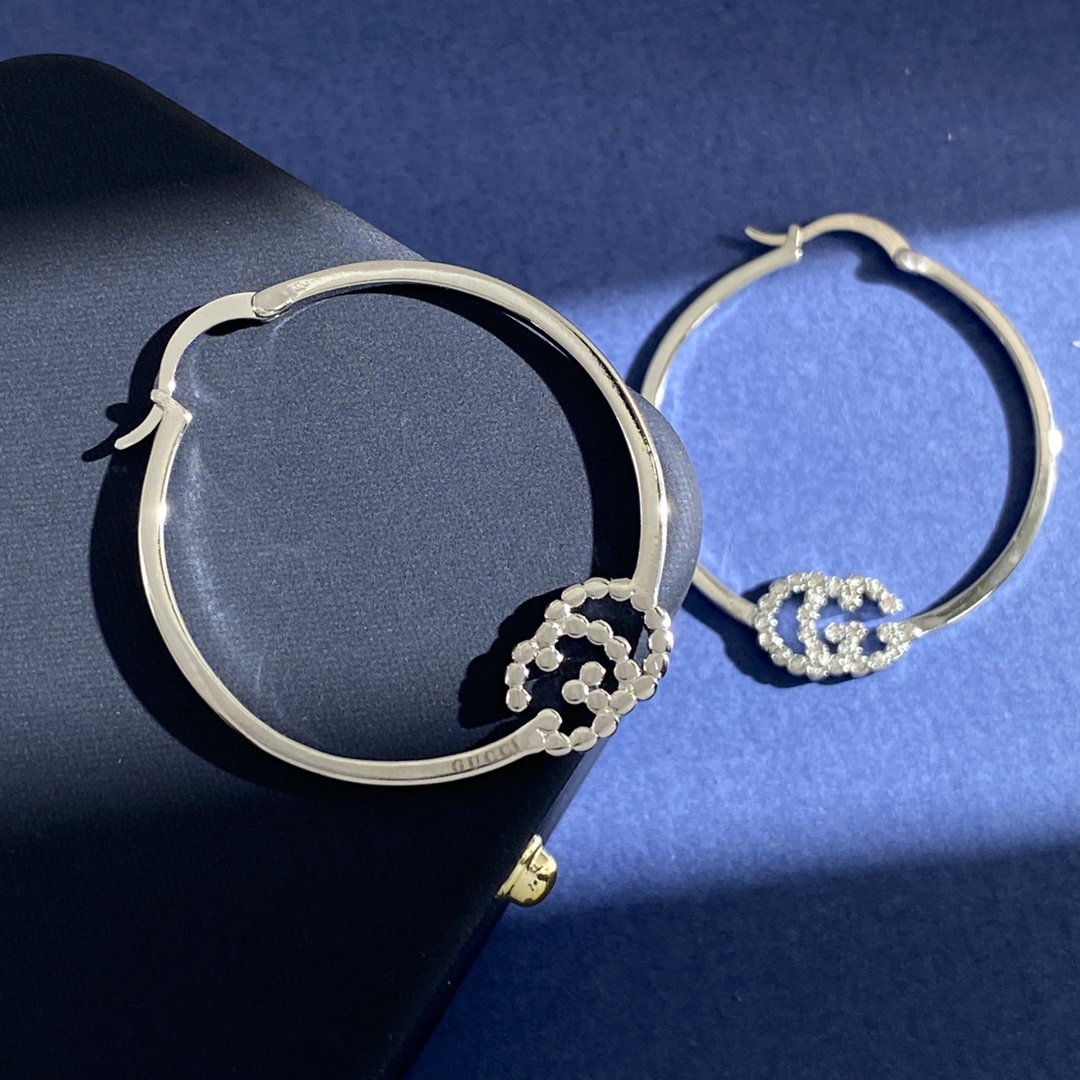 GGE123 Gucci crystal GG Iconic hoop earrings - ccjewelryacc