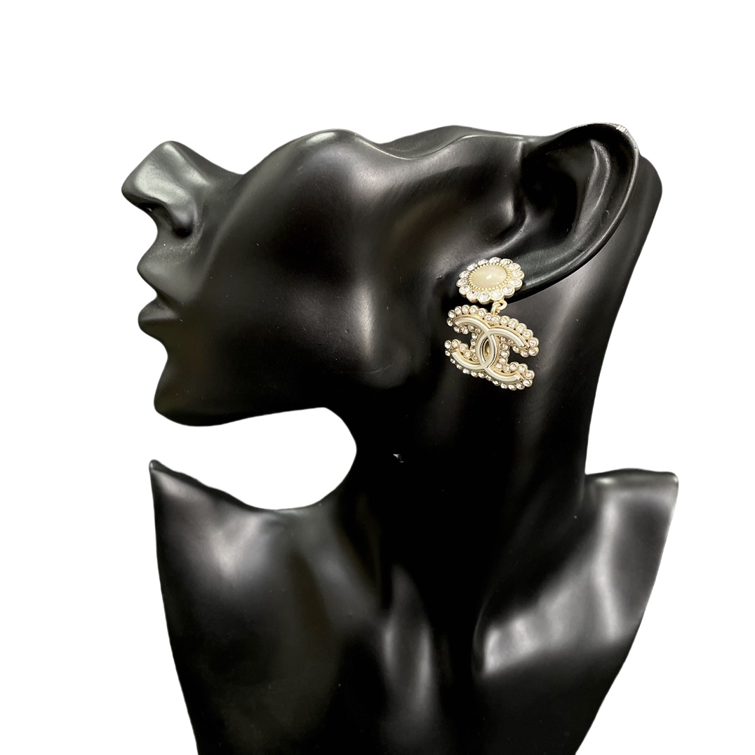 CCE104 Pink Sunflower rhinestone CC drop earring - ccjewelryacc