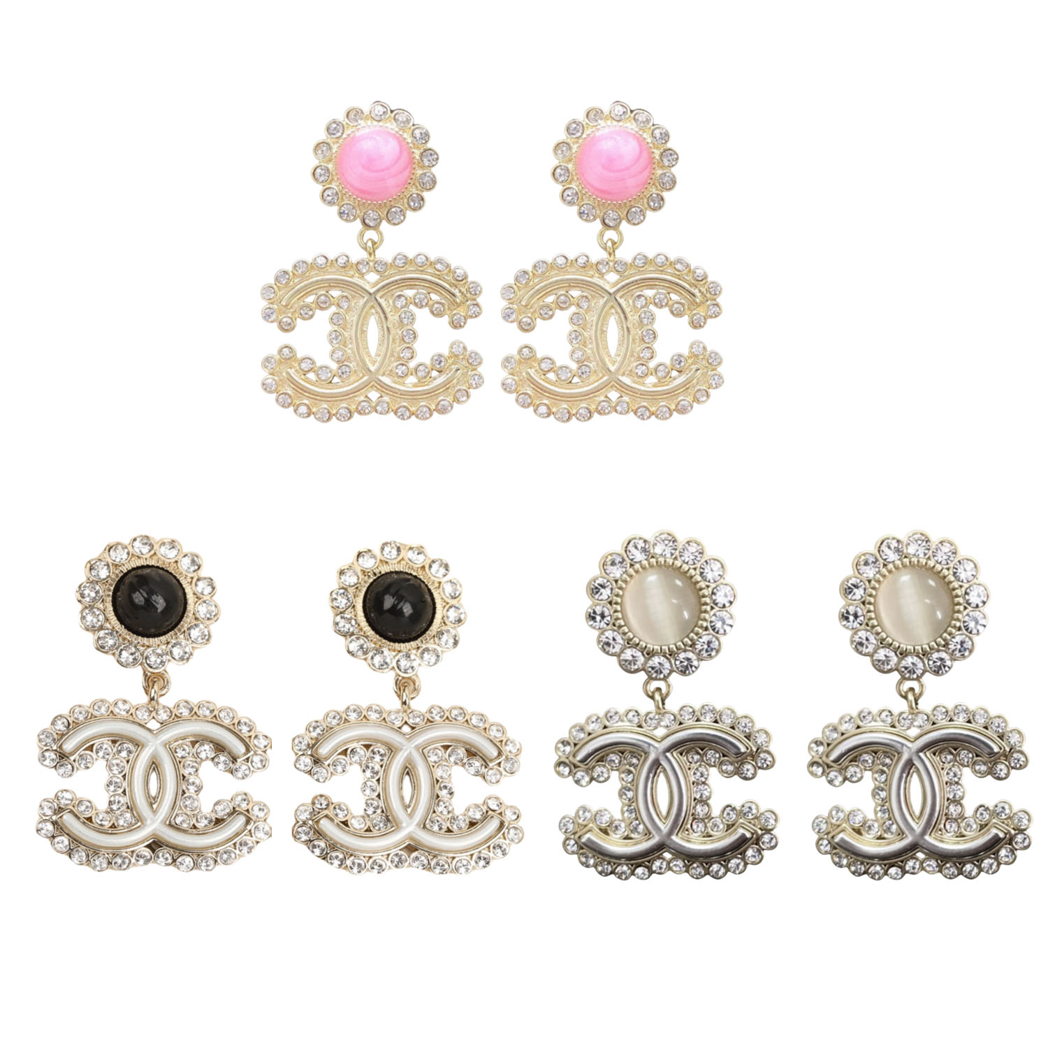 CCE104 Pink Sunflower rhinestone CC drop earring - ccjewelryacc