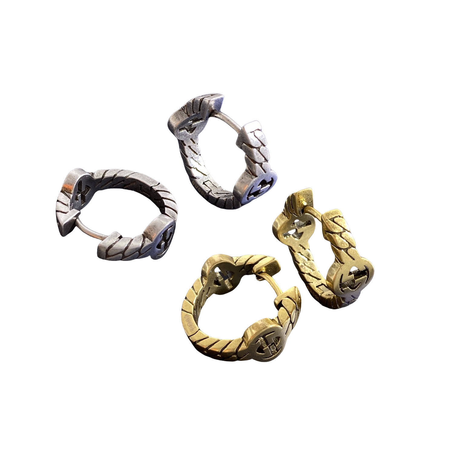 GGE122 Gucci metal chain GG Iconic hook earring - ccjewelryacc