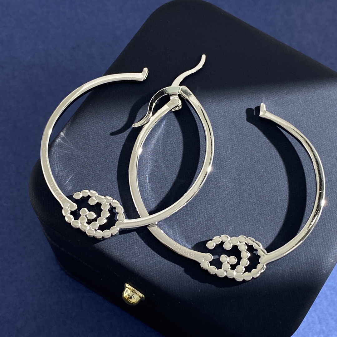 GGE123 Gucci crystal GG Iconic hoop earrings - ccjewelryacc