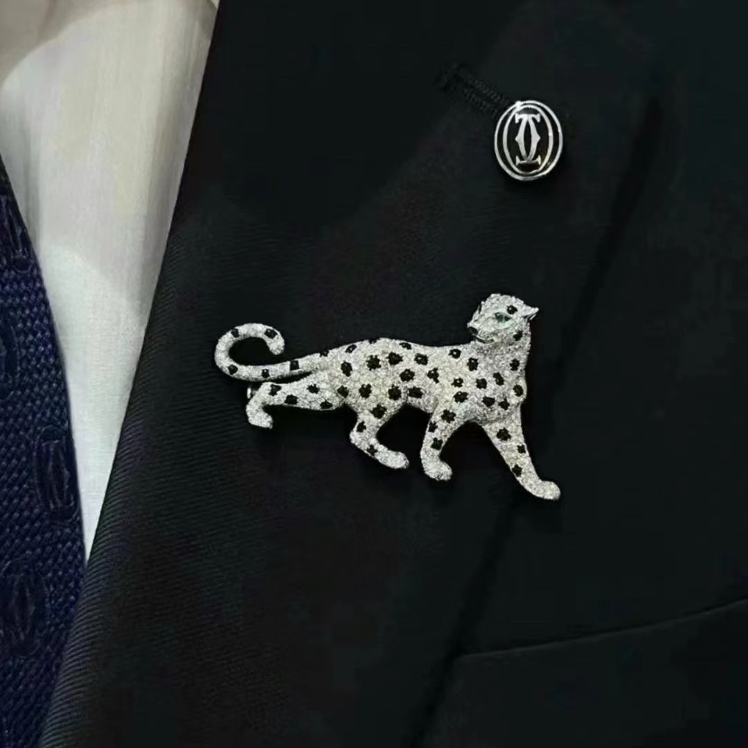 CTBS001 S925 Sterling silver Diamond Cartier panther brooch pin - ccjewelryacc