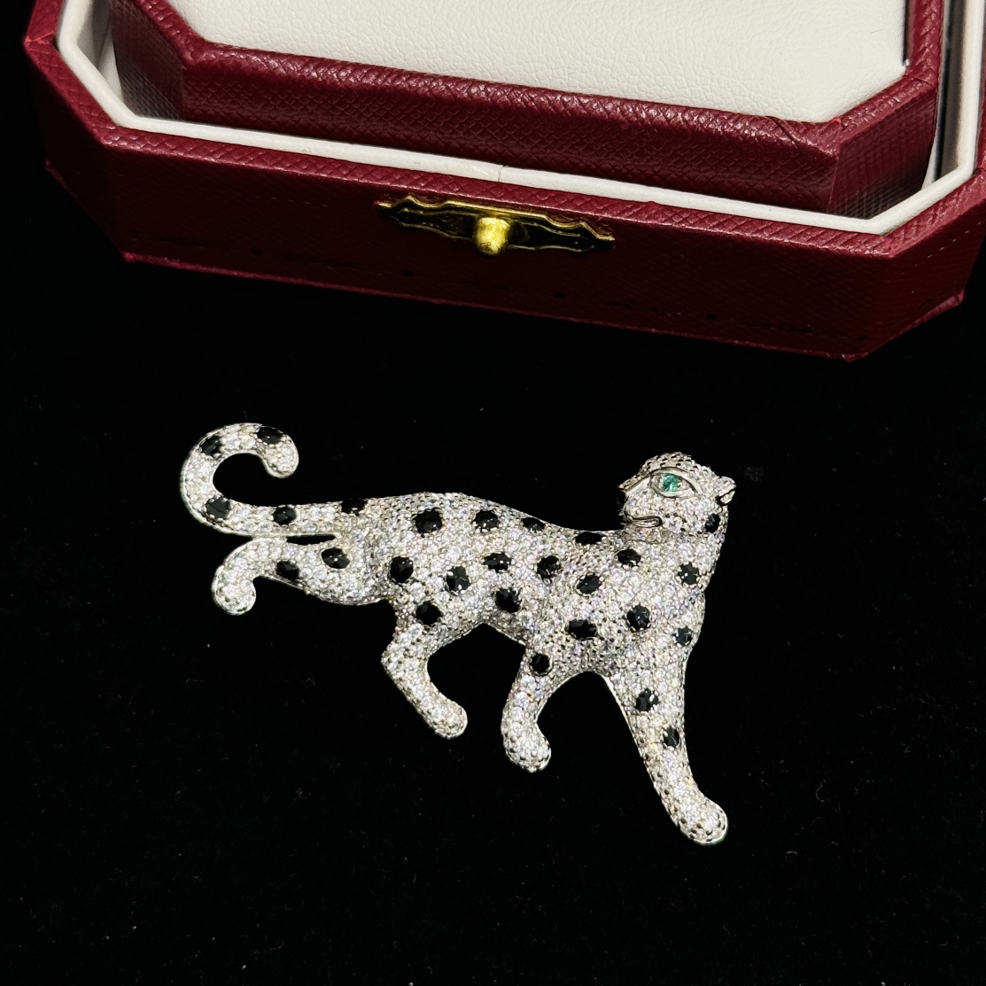 CTBS001 S925 Sterling silver Diamond Cartier panther brooch pin - ccjewelryacc