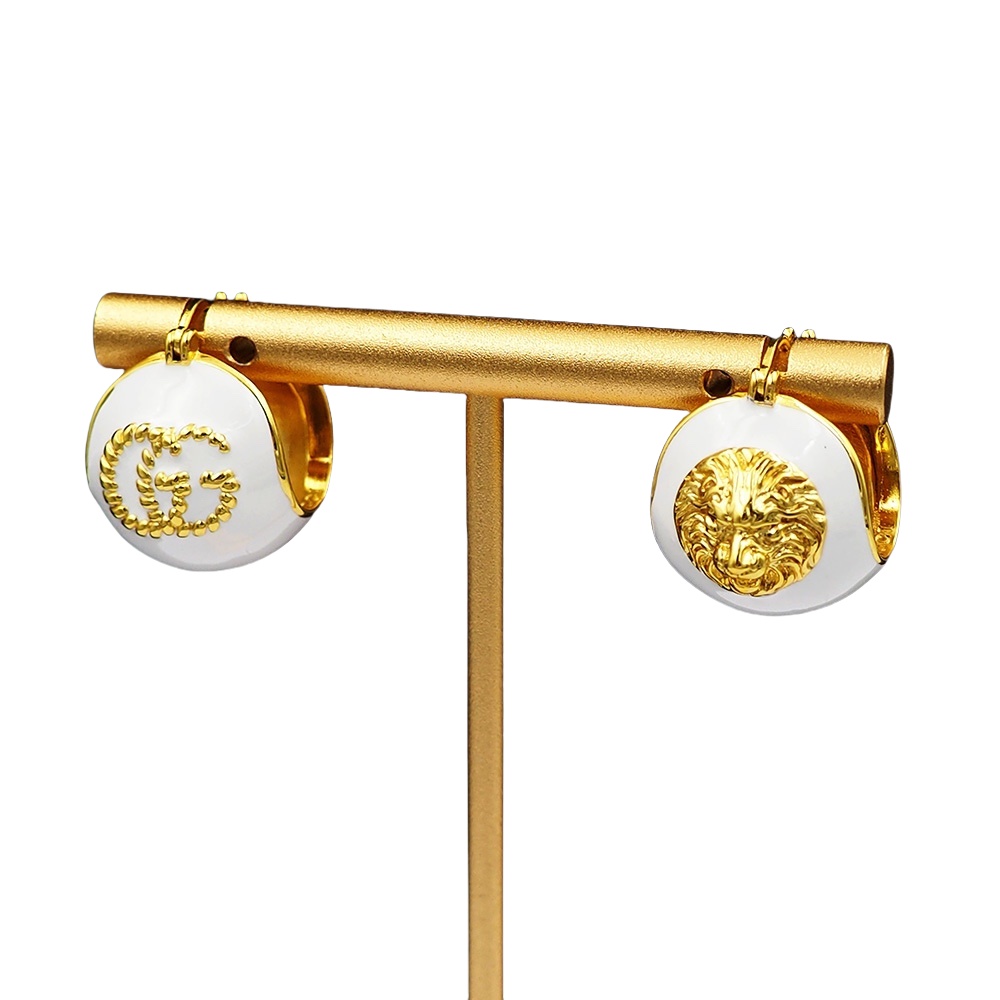 GGE124 Gucci spherical enamel Lion head with GG Iconic stud earring - ccjewelryacc