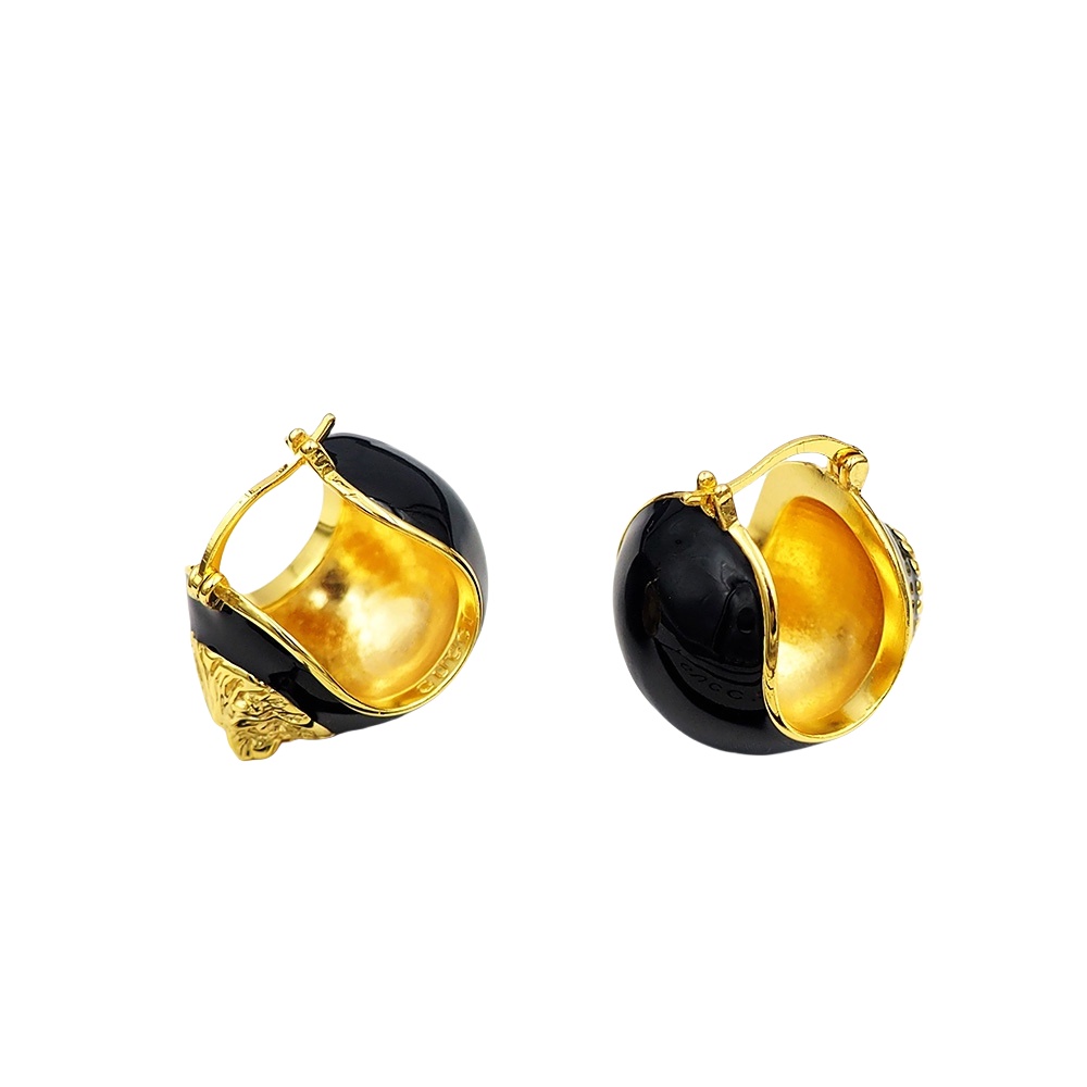 GGE124 Gucci spherical enamel Lion head with GG Iconic stud earring - ccjewelryacc