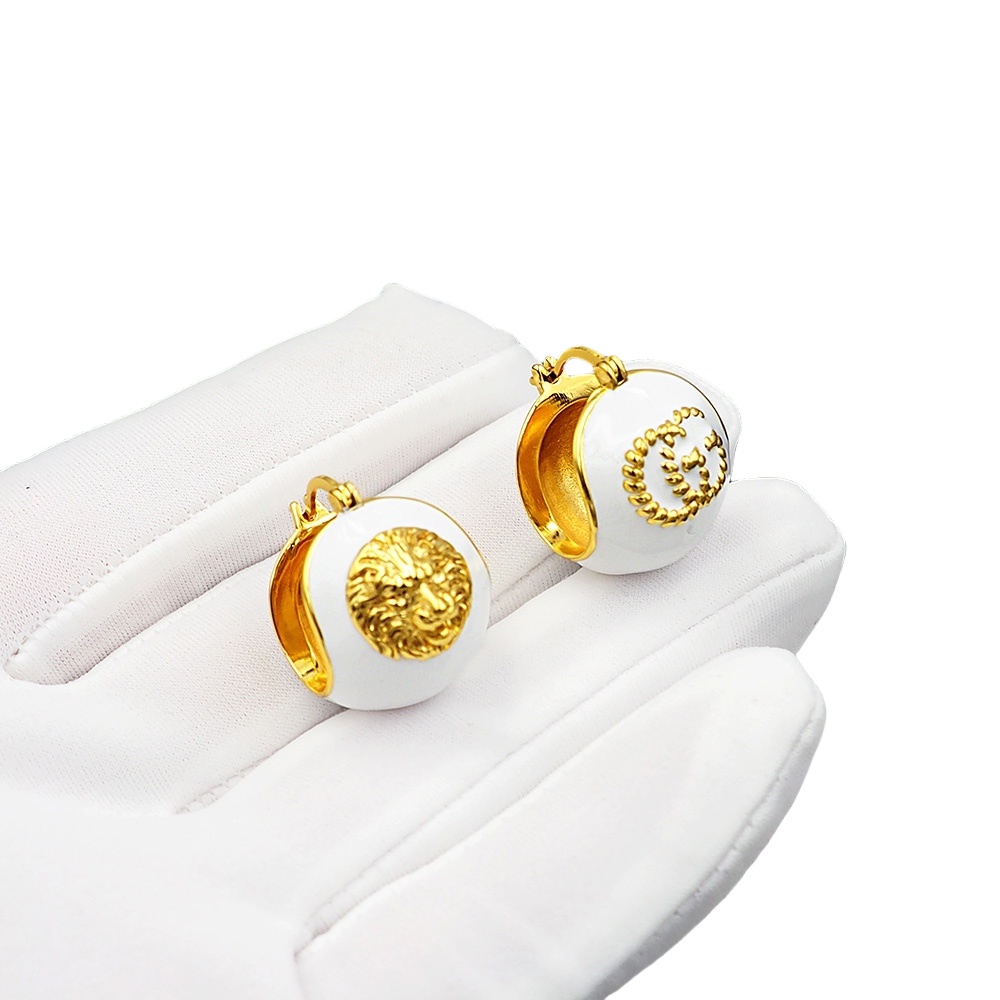 GGE124 Gucci spherical enamel Lion head with GG Iconic stud earring - ccjewelryacc