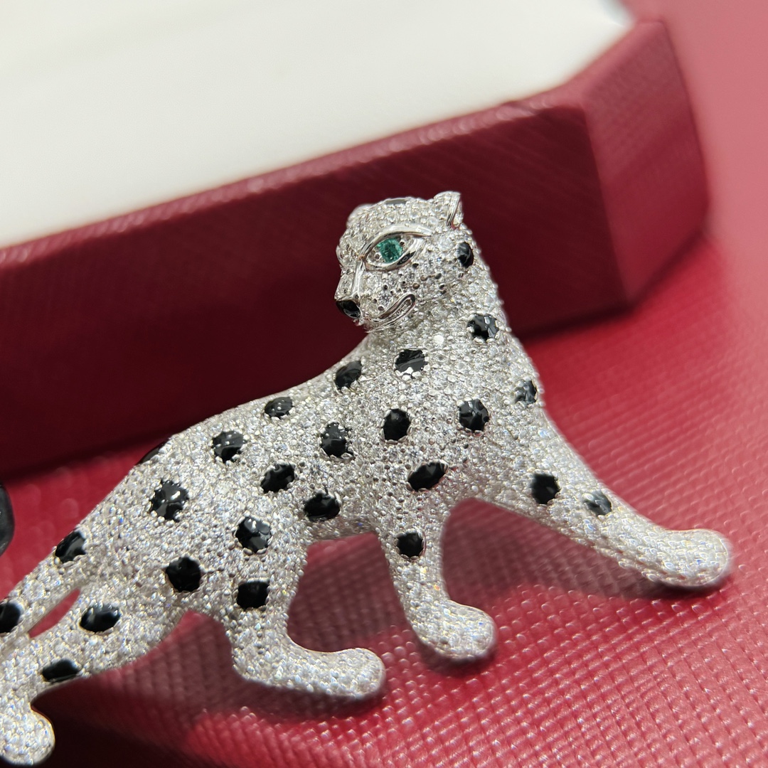 CTBS001 S925 Sterling silver Diamond Cartier panther brooch pin - ccjewelryacc