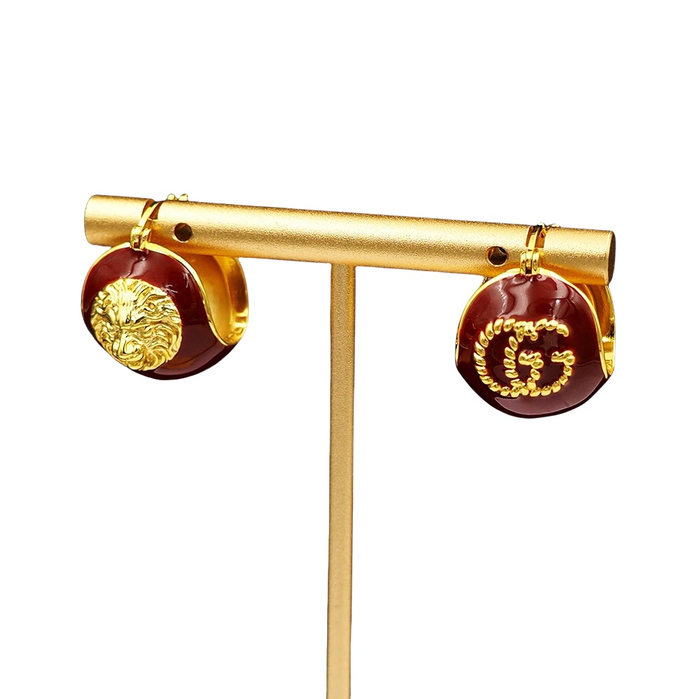GGE124 Gucci spherical enamel Lion head with GG Iconic stud earring - ccjewelryacc