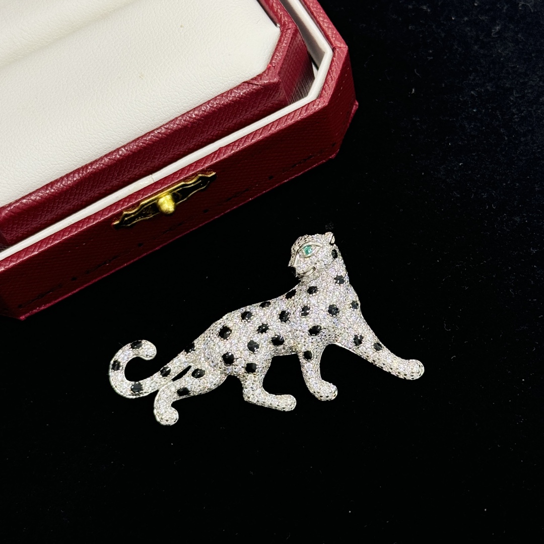 CTBS001 S925 Sterling silver Diamond Cartier panther brooch pin - ccjewelryacc