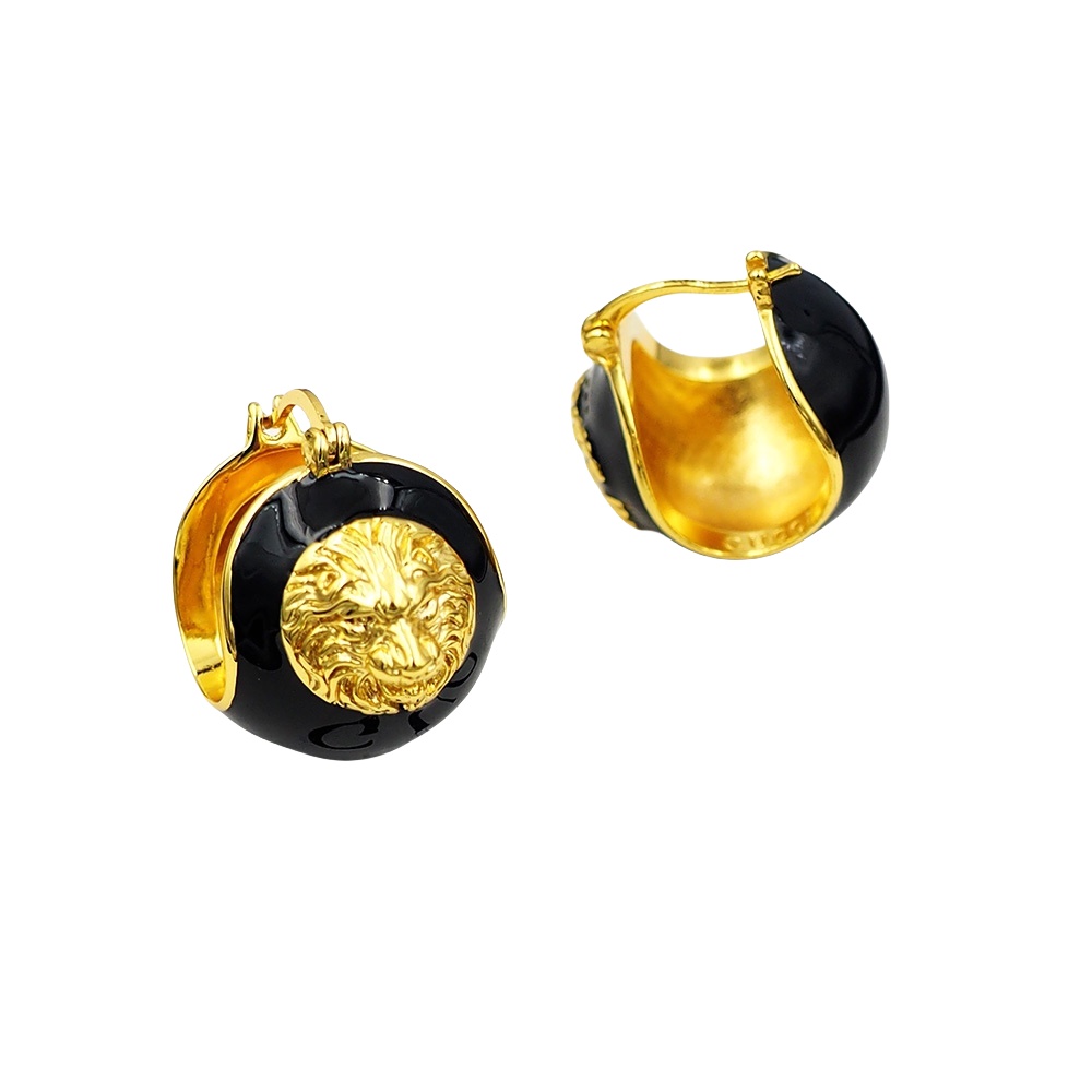 GGE124 Gucci spherical enamel Lion head with GG Iconic stud earring - ccjewelryacc