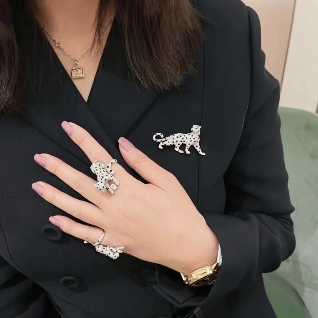 CTBS001 S925 Sterling silver Diamond Cartier panther brooch pin - ccjewelryacc