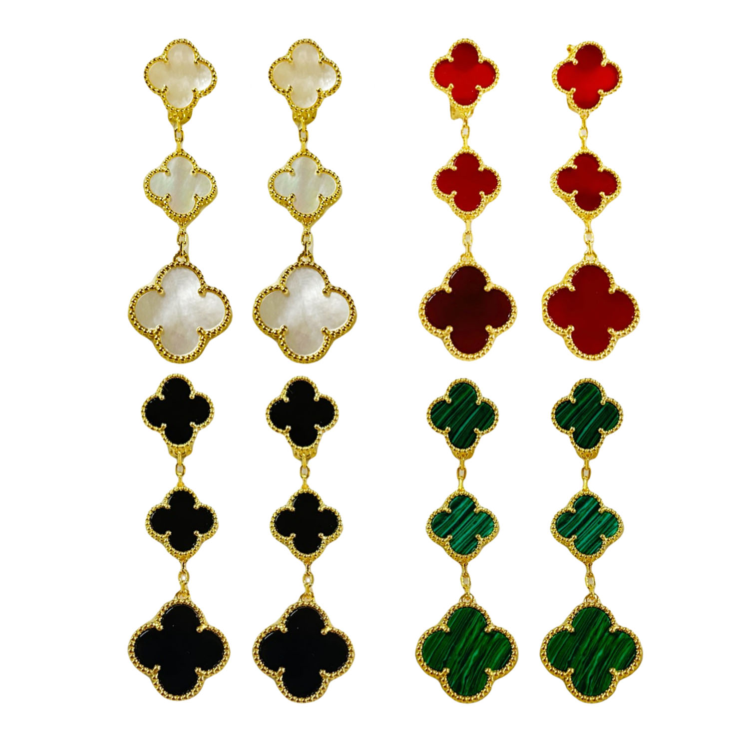 VCE022 VCA Magic Alhambra stud Clip earring 3 motifs - ccfashionjewelry