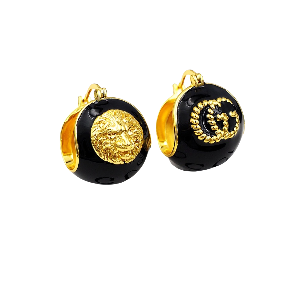 GGE124 Gucci spherical enamel Lion head with GG Iconic stud earring - ccjewelryacc