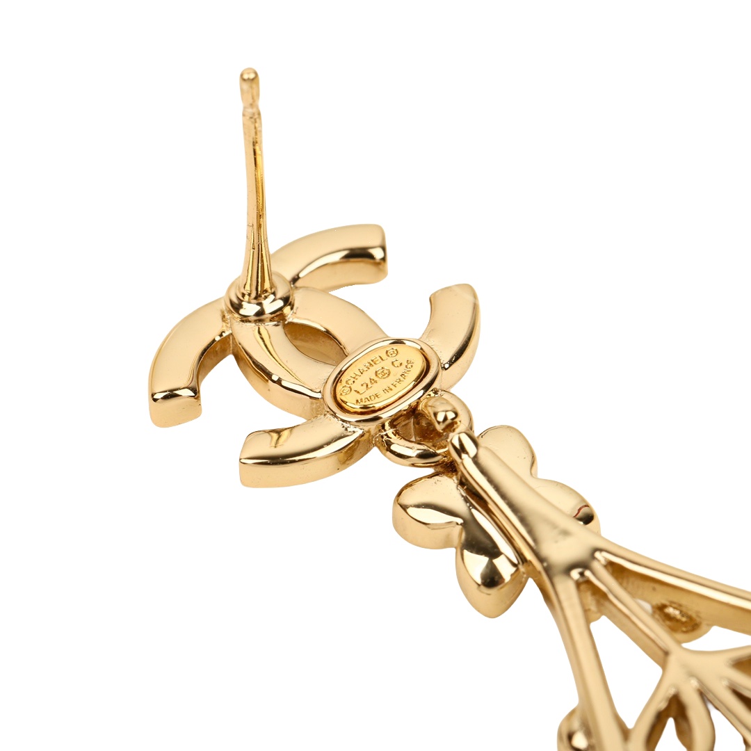 CCE234 Chanel 24C pearl flower drop earrings - ccjewelryacc