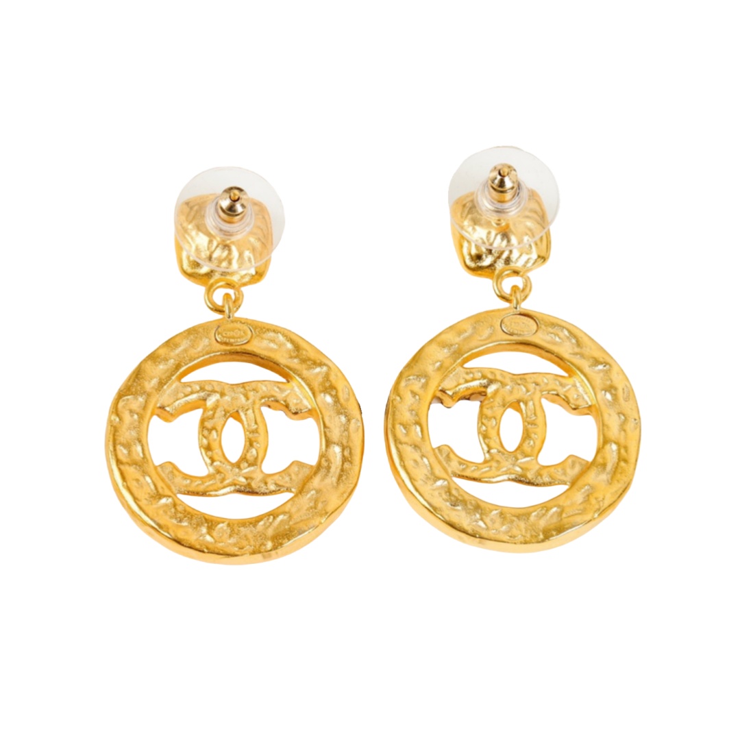 CCE223 Chanel blue enamel and crystal round stud drop earring - ccfashionjewelry