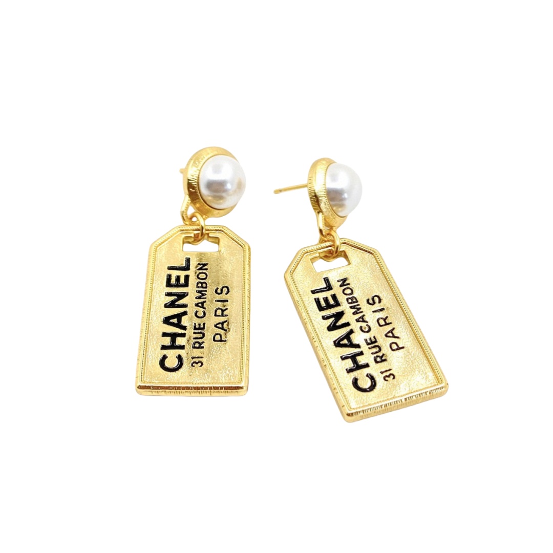 CCE021 Metal Chanel Paris symbol drop earring - ccjewelryacc