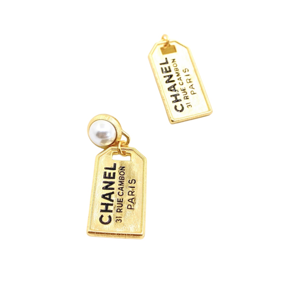 CCE021 Metal Chanel Paris symbol drop earring - ccjewelryacc
