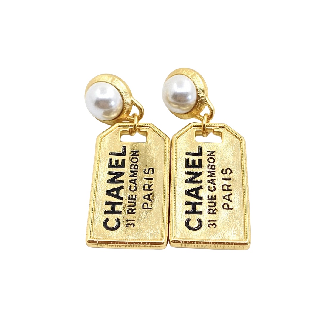 CCE021 Metal Chanel Paris symbol drop earring - ccjewelryacc