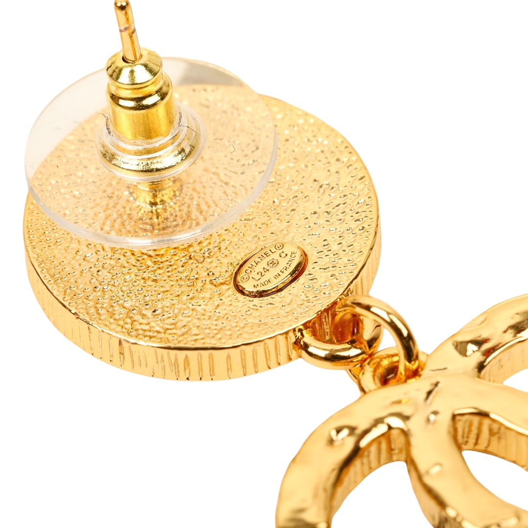 CCE493 Chanel 24C Metal Black/Pink enamel round tassels drop earrings - ccjewelryacc