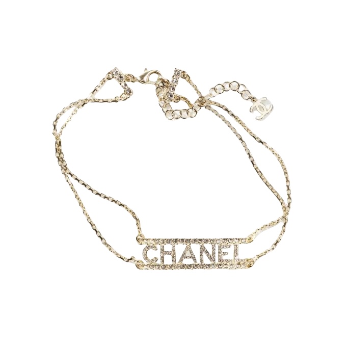 CCN163 Chanel hollow out crystal letters choker necklace - ccfashionjewelry