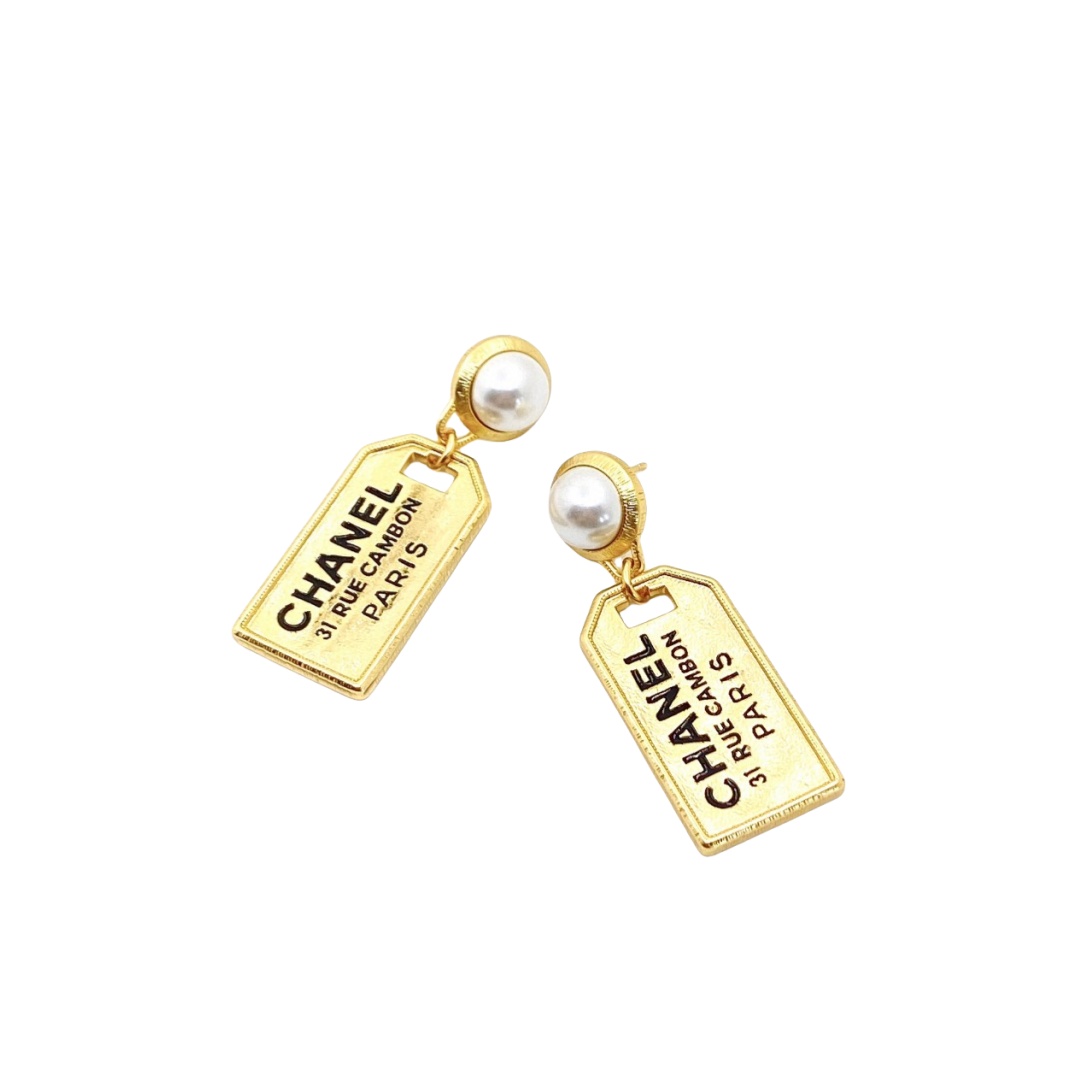 CCE021 Metal Chanel Paris symbol drop earring - ccjewelryacc