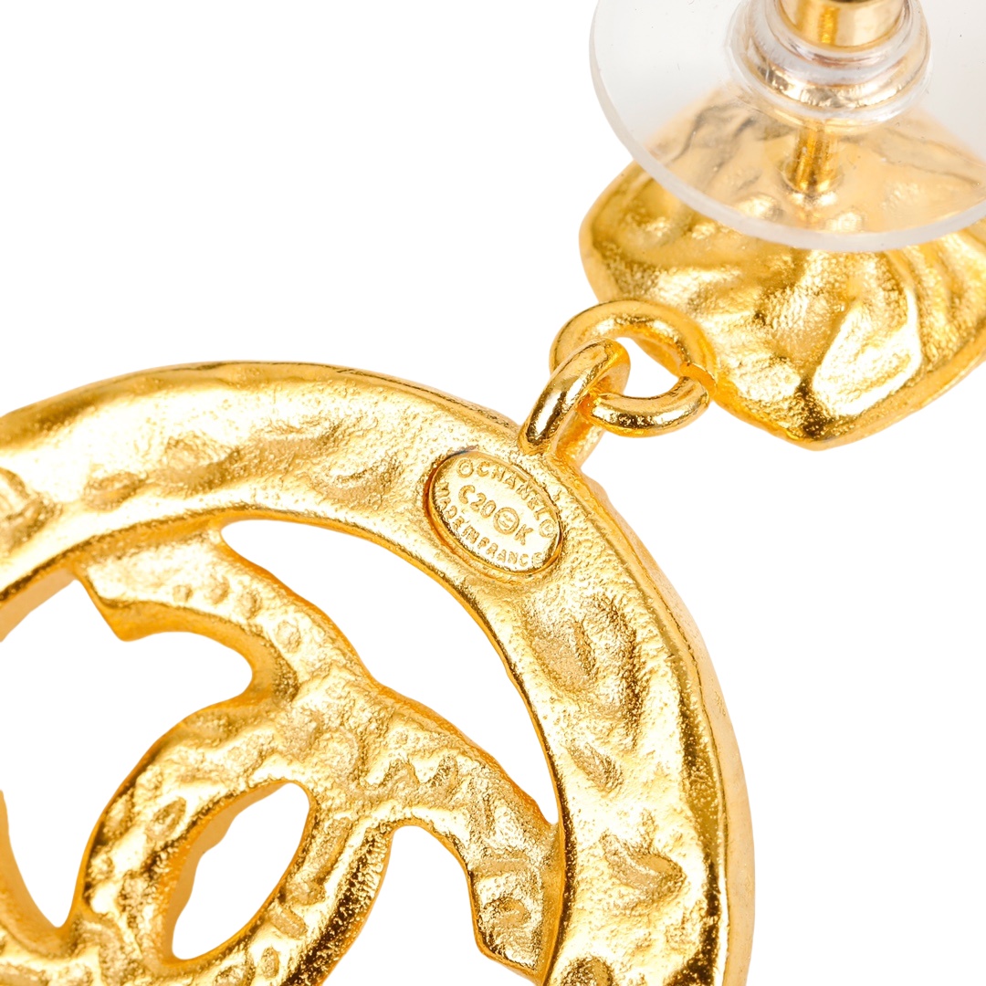 CCE223 Chanel blue enamel and crystal round stud drop earring - ccjewelryacc