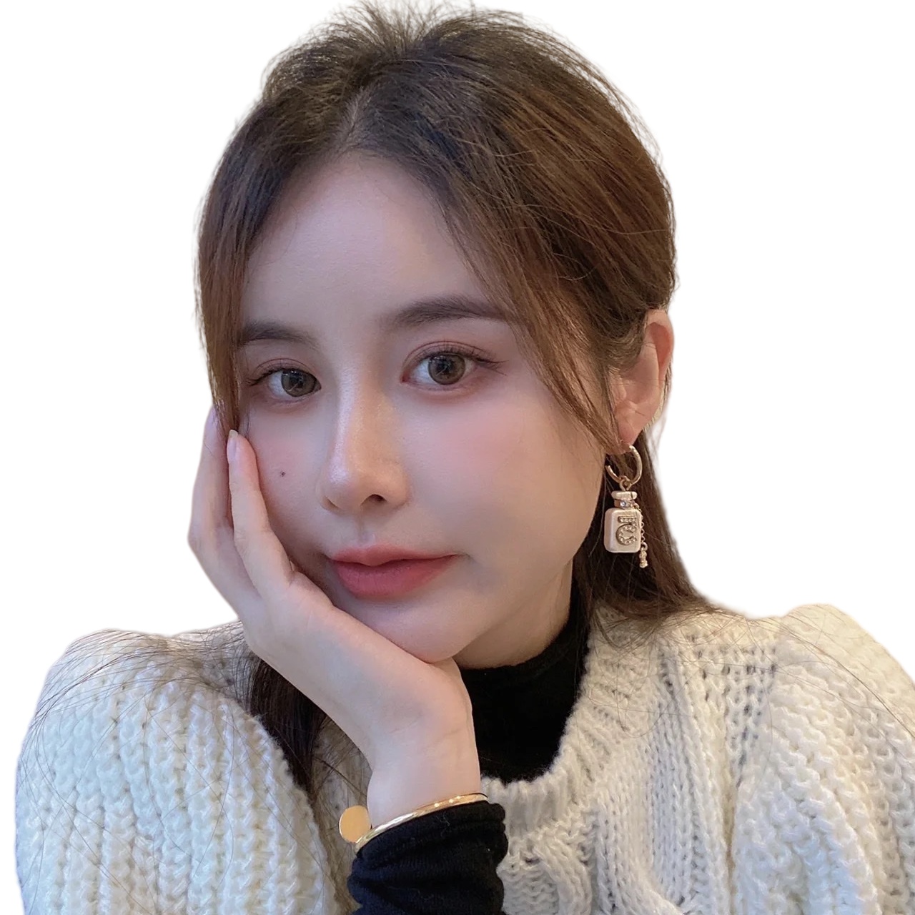 CCE041 Chanel White Number 5 perfume bottle with CC logo drop earring - ccjewelryacc