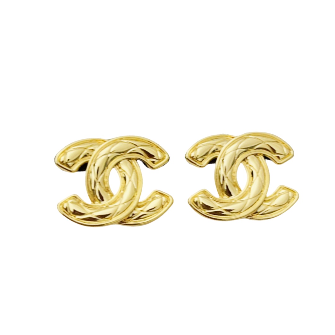CCE214 Vintage Gold bird's nest cross CC logo stud earring - ccfashionjewelry