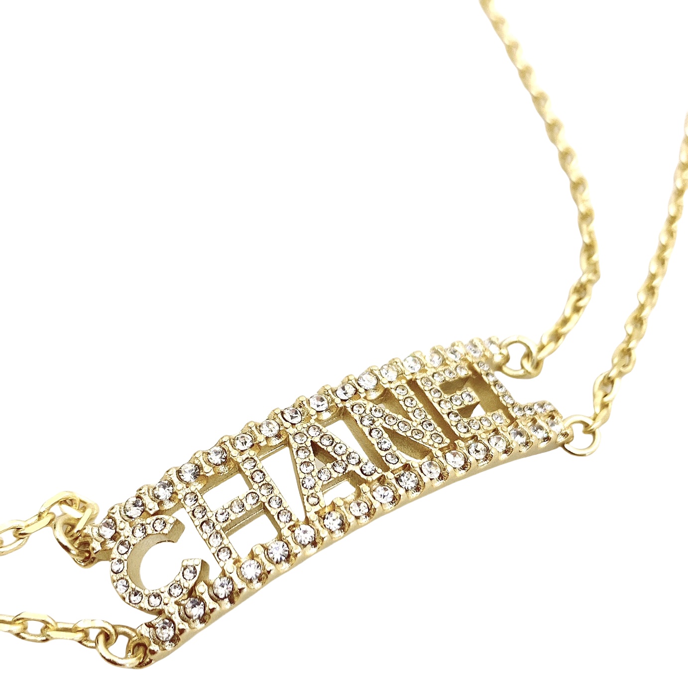 CCN163 Chanel hollow out crystal letters choker necklace - ccfashionjewelry