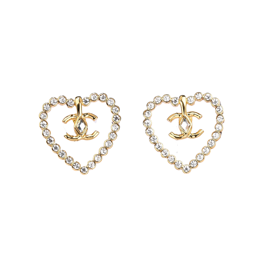 CCE838 Full crystal rhombus/heart CC Logo stud earring - ccfashionjewelry