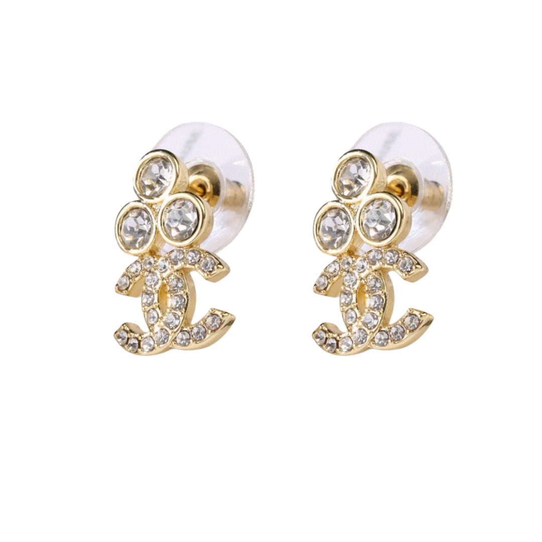CCE039 Chanel crystal cc logo stud earrings - ccjewelryacc
