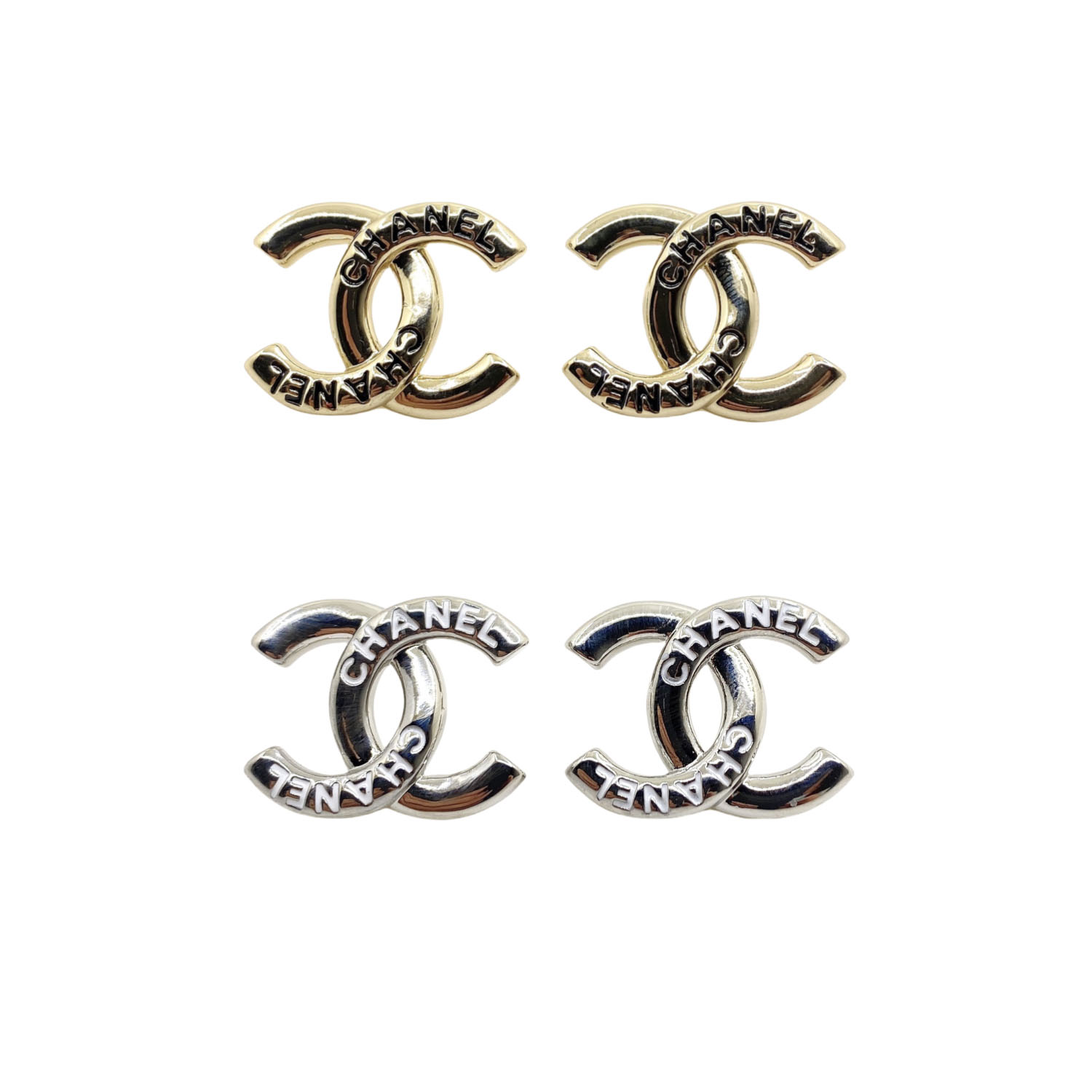CCE035 Metal Chanel letters symbol cc logo stud earring - ccfashionjewelry