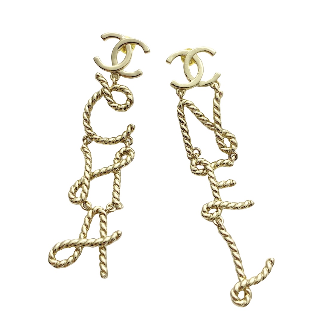 CCE235 Chanel Twist metal letters stud drop earring - ccjewelryacc