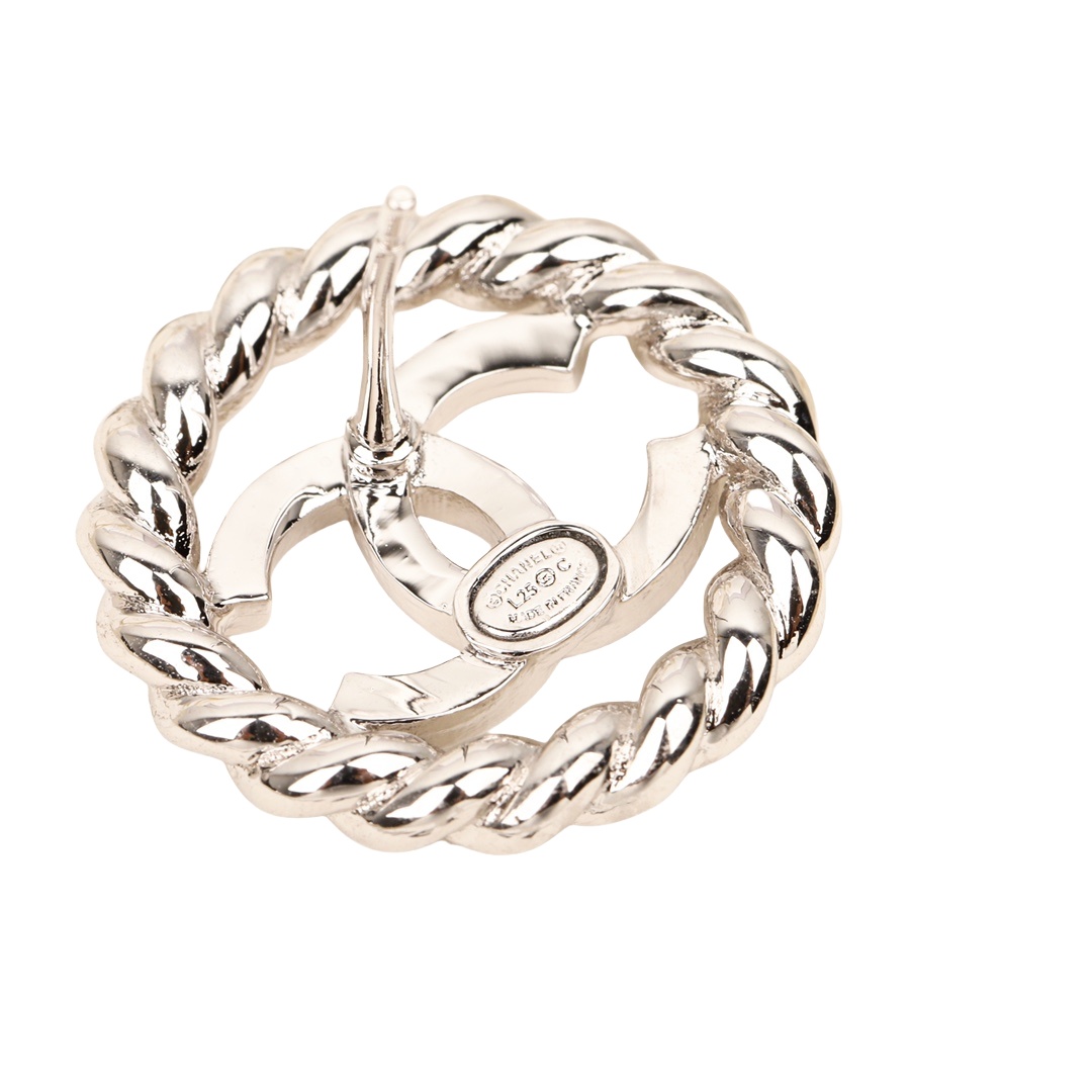 CCE139 Chanel Twist metal round cc logo stud earrings - ccjewelryacc