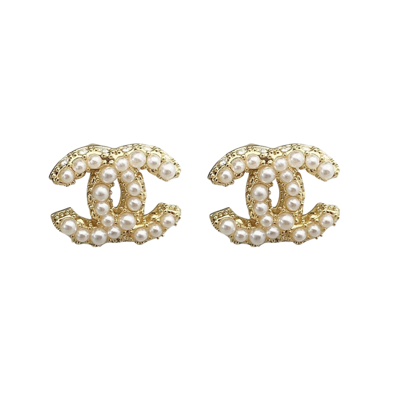 CCE163 Chanel metal and pearls CC logo stud earring - ccjewelryacc