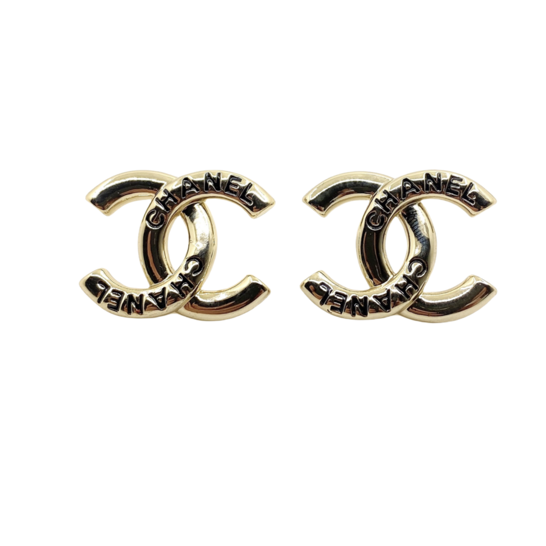 CCE035 Metal Chanel letters symbol cc logo stud earring - ccfashionjewelry