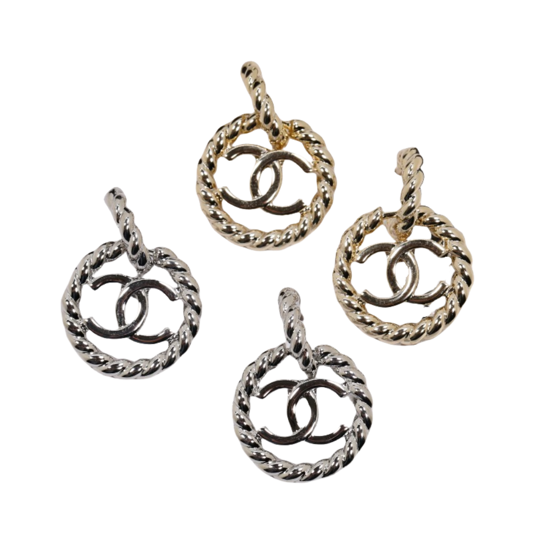 CCE139 Chanel Twist metal round cc logo stud earrings - ccjewelryacc