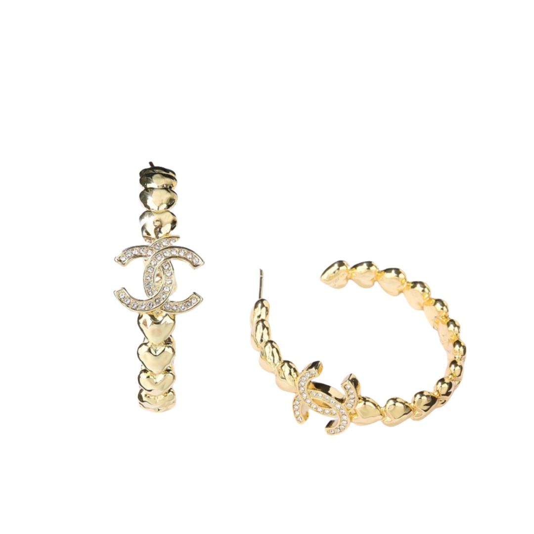 CCE051 Chanel metal gold heart hook earring - ccjewelryacc
