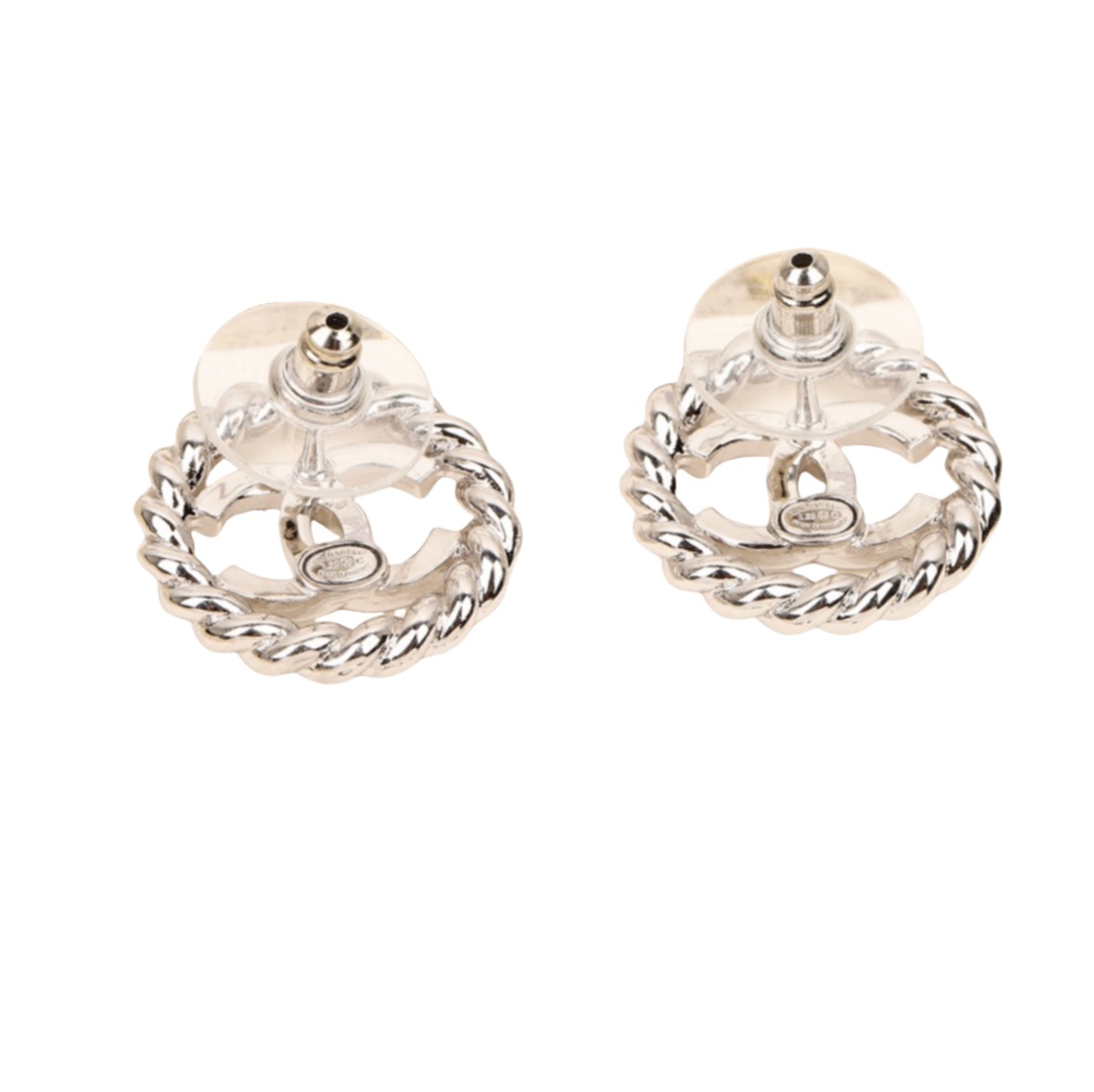 CCE139 Chanel Twist metal round cc logo stud earrings - ccjewelryacc