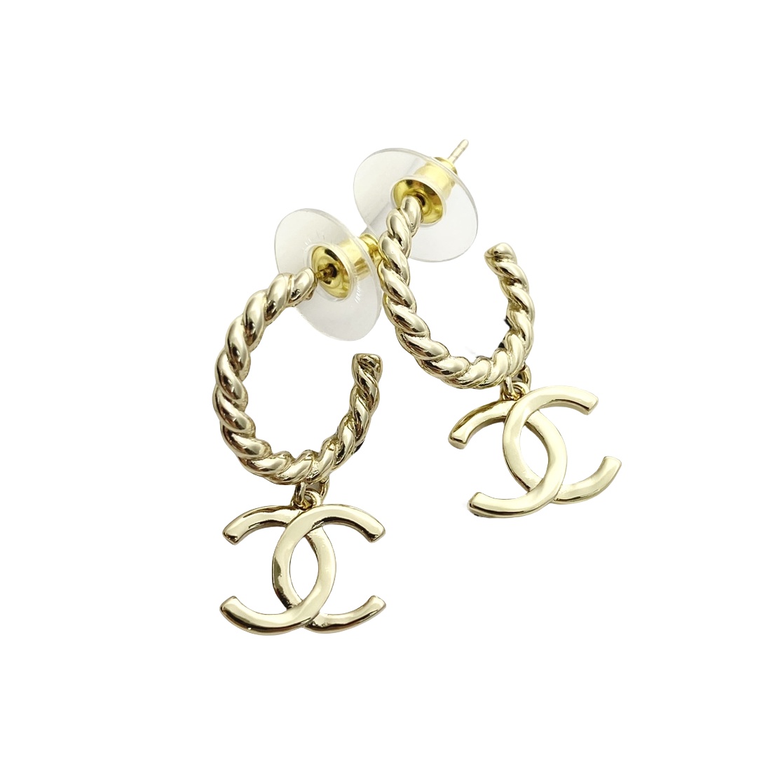 CCE236 Chanel Twist metal Hook drop earrings - ccjewelryacc