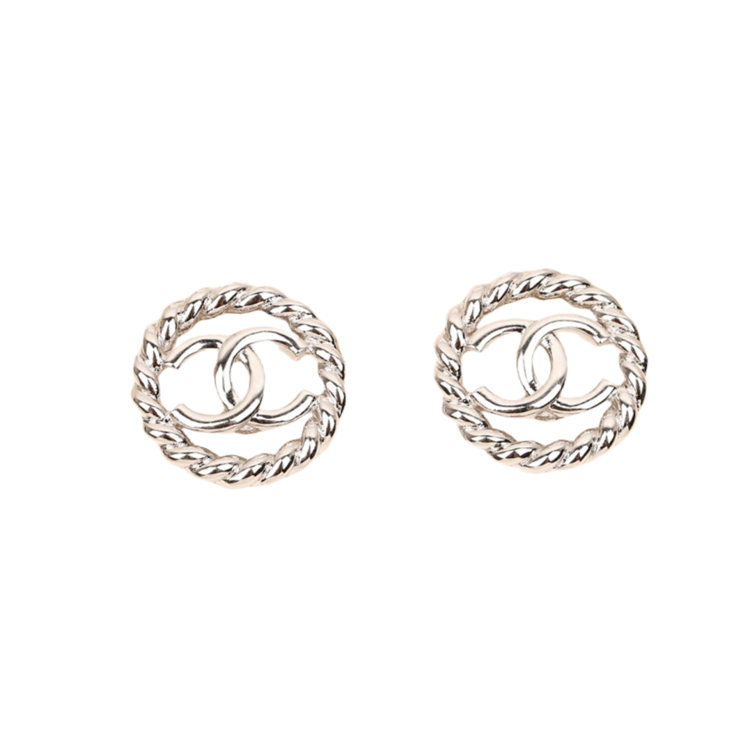CCE139 Chanel Twist metal round cc logo stud earrings - ccjewelryacc