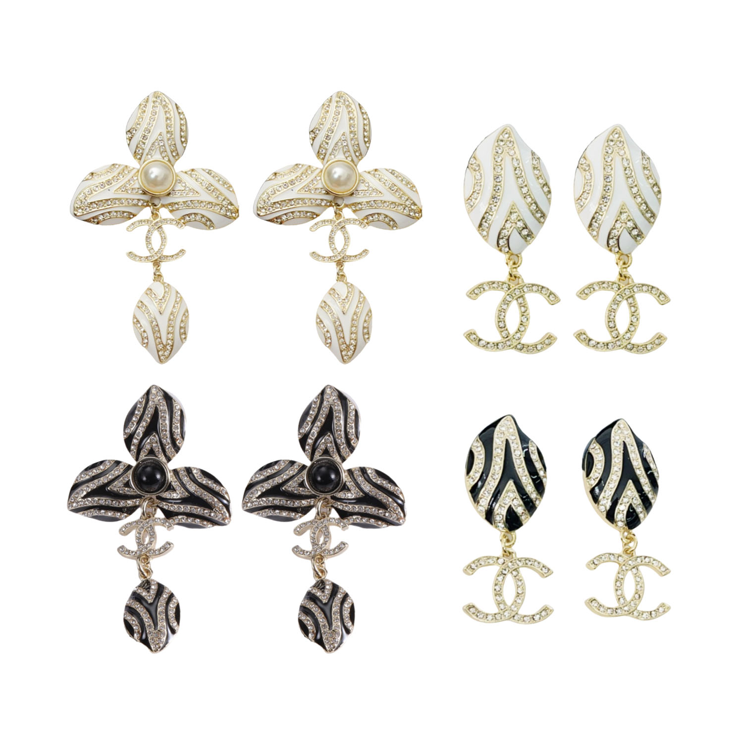 CCE031 Chanel enamel flower petal drop earring - ccjewelryacc