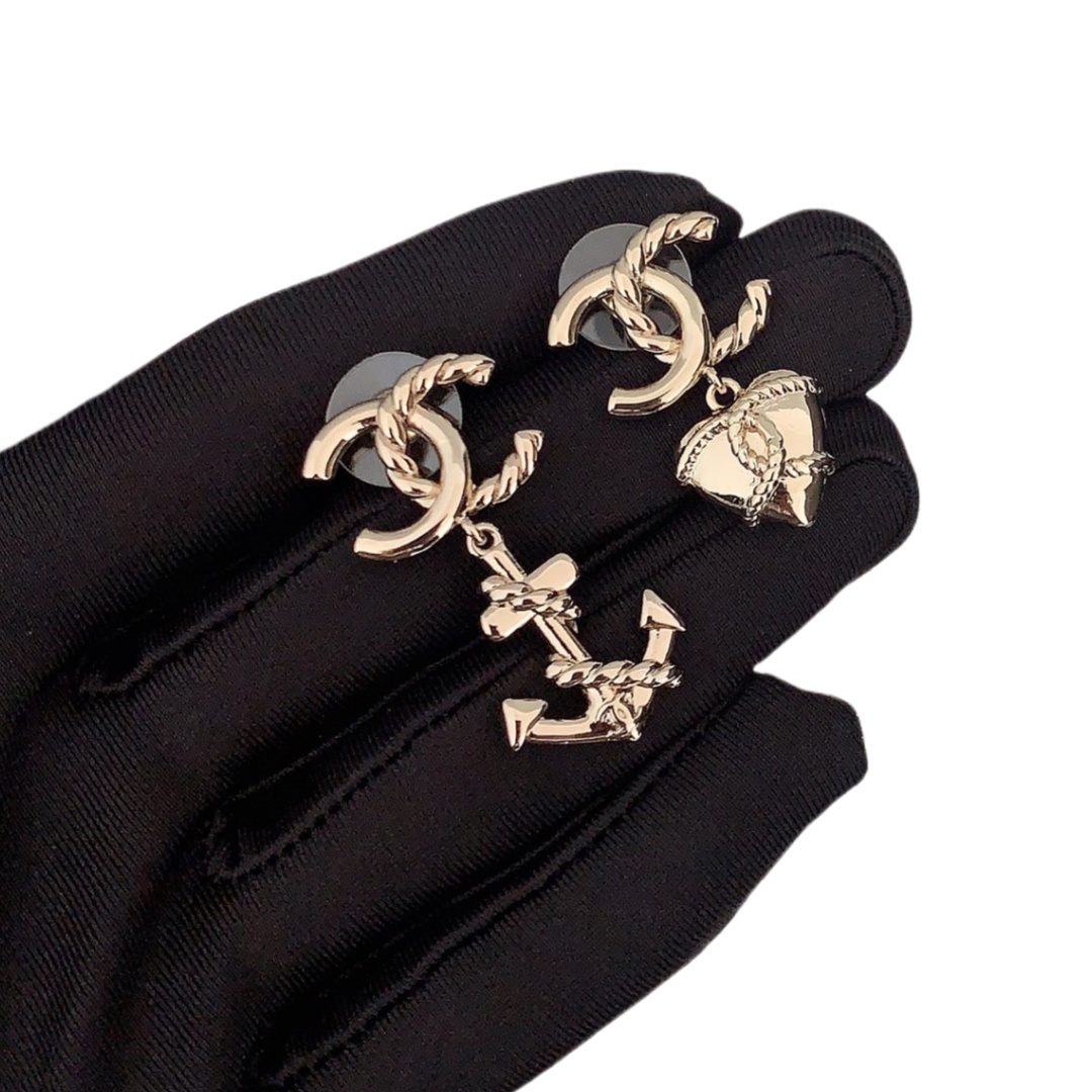 CCE737 24P Chanel metal Anchor and heart Earring - ccjewelryacc