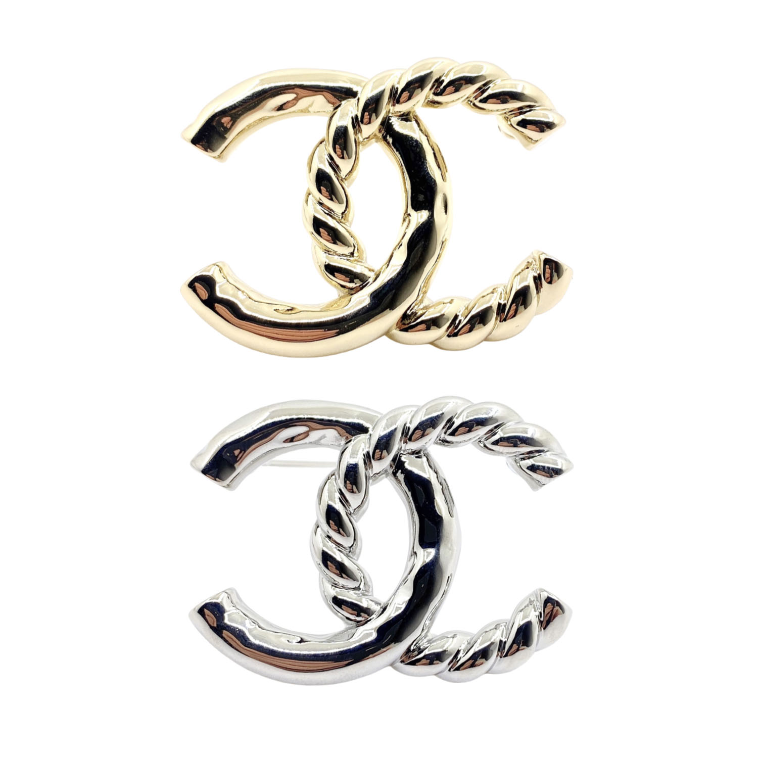 BCB534  Chanel Twist metal  cc logo brooch pin - ccjewelryacc