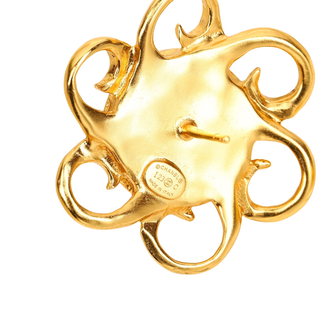 CCE063 Chanel sun flower cc logo earrings - ccjewelryacc